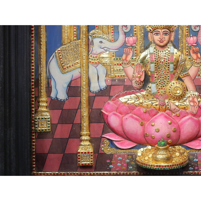 Déesse Lakshmi dans un Mandap Tanjore, peinture