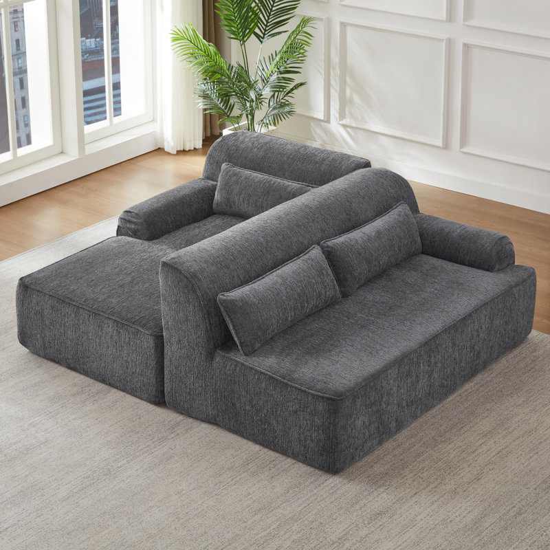 Chenille L-Shape Luxury Sectional Oversized Sofa,Mnimalist Design,Comfy Sleeper Couch for Living Room,Apartment&Reception Spaces,No Assembly Required