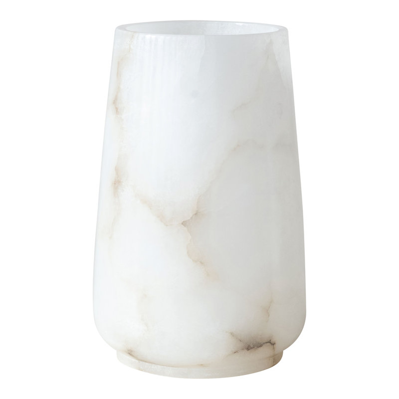 Round Alabaster Candle Holder/Vase, 10" H x 6.5" W x 6.5" D