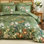 Ensemble d'édredon vert floral très grand, ensemble de literie 7 pièces dans un sac avec des motifs de fleurs botaniques, édredons doux et légers avec draps pour toutes les saisons