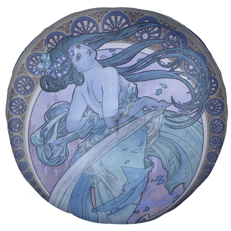 Oreiller de plancher Alphonse Mucha the Dance, 31,5 po x 63 po, Bleu