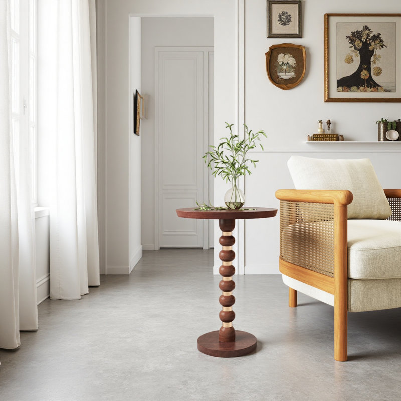 Mango Wood Round End Table