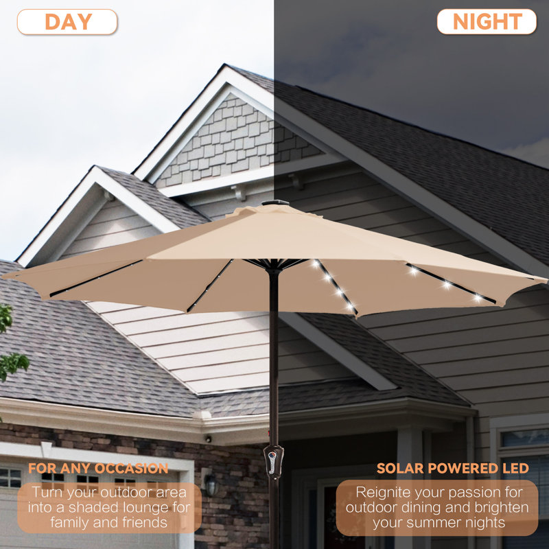 Parasol de marché avec manivelle Beka, Beige, H 99,6 po x l 132 po x P 132 po