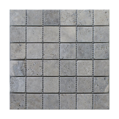 Carreau de mosaïque en marbre argenté à motif de travertin 2 po x 2 po