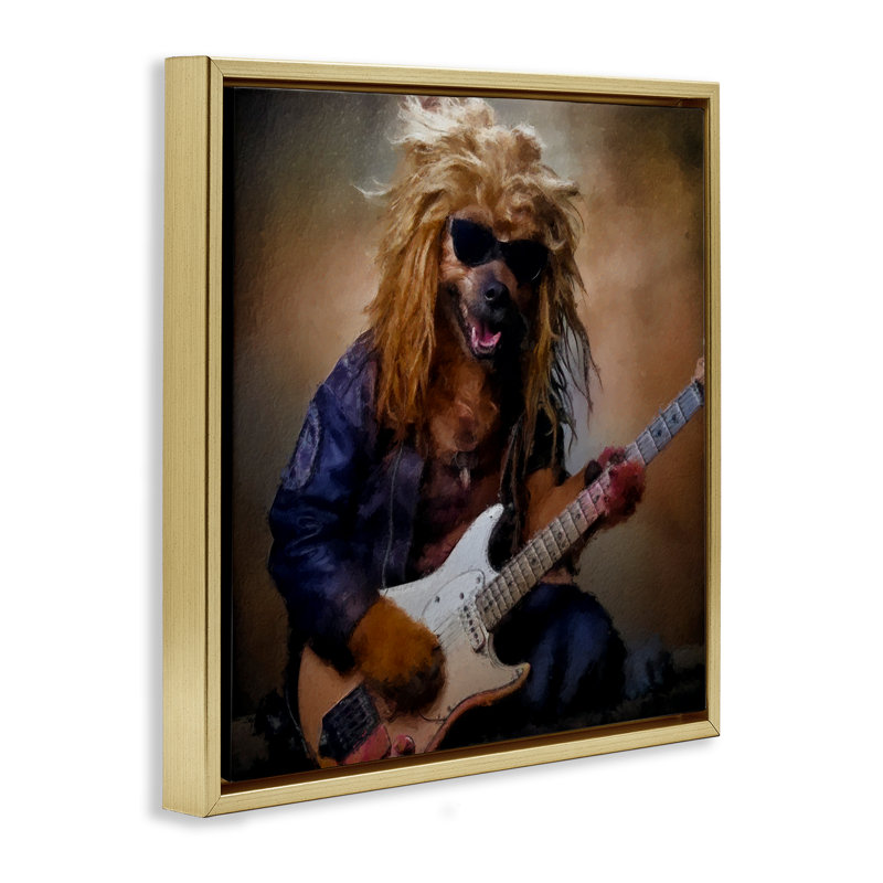 Cadre flottant Musician Canine Clark, design par Sean Parnell, H 18 po x l 18 po, Cadre flottant métallique doré