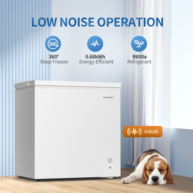 BANGSON 7.1 Cu.Ft Chest Freezer with Adjustable Thermostat & Basket, Efficient Deep Freezer for Garage, Basement, Home & RV Use，