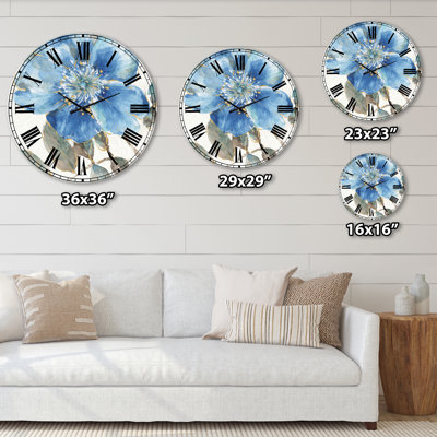 Indigold Gray Peonies I - Traditional wall clock