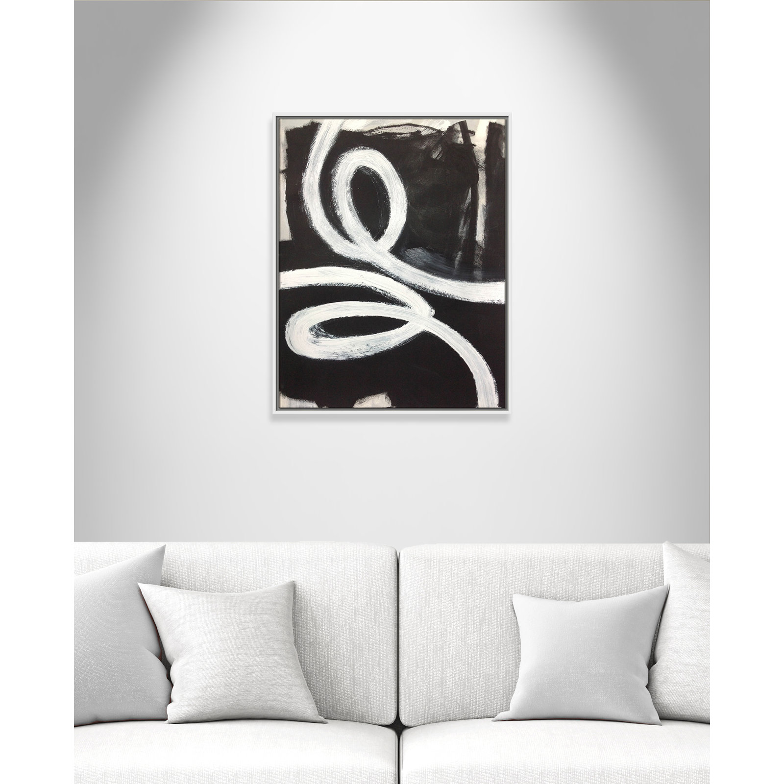 Bronte "Swirly Swirls I" Print, No, 29.5" H x 23.5" W x 2" D, White Floater Framed