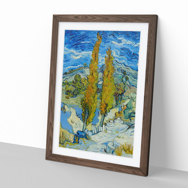 The Poplar Trees by Vincent Van Gogh - Picture Frame Painting, Walnut Framed, 48cm H x 36cm W x 2cm D