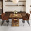 Ensemble de table de salle à manger 64,5 "en bois de ferme avec pieds en piédestal et chaises rembourrées-114376469-114376466