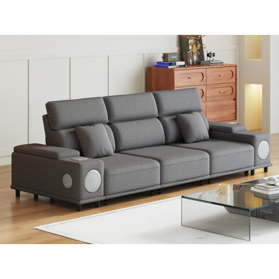 Modern 3-Seater Power Recliner Sofa With Bluetooth Speakers, Wireless Charging  & USB Ports