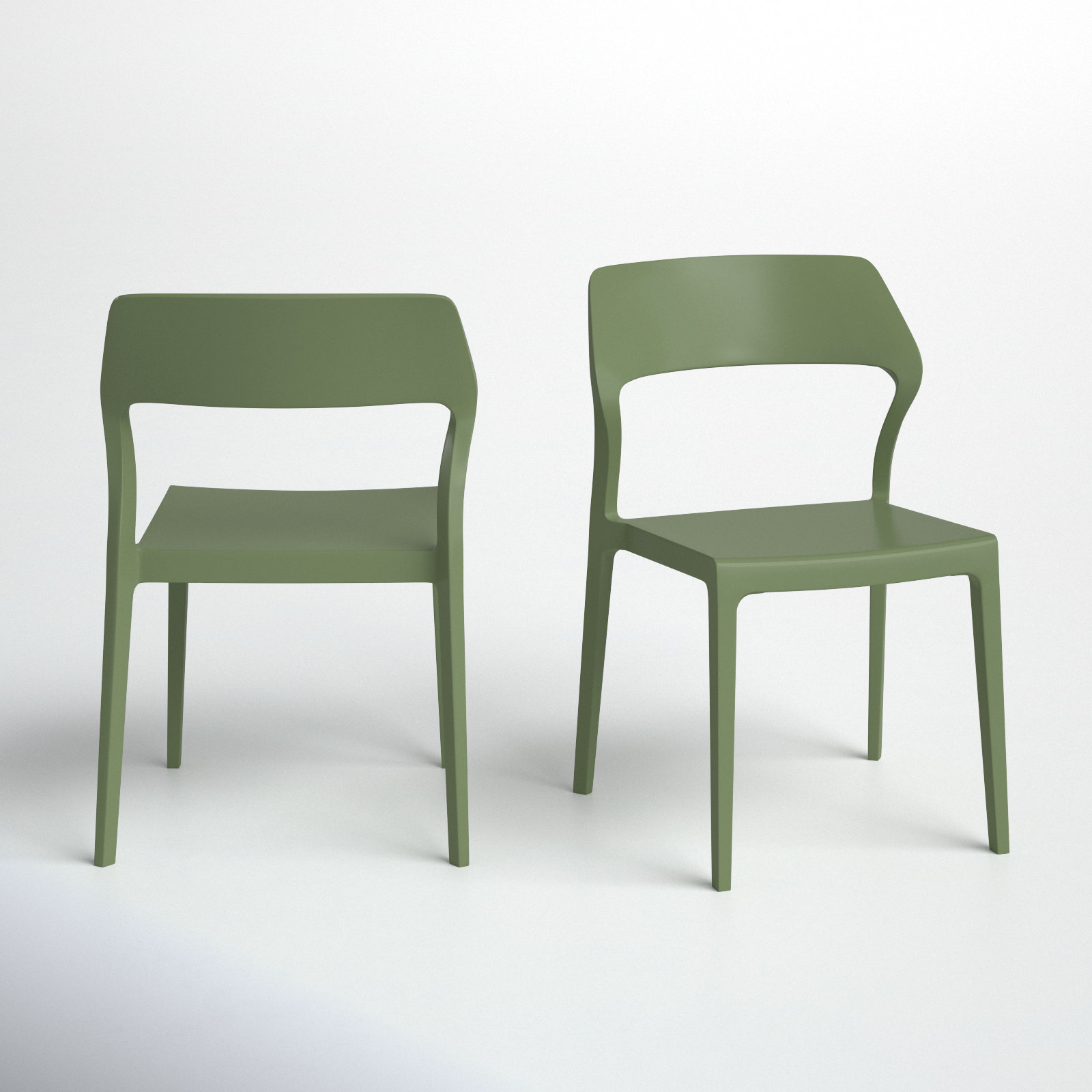 Farrah Stacking Patio Dining Side Chair, Olive Green