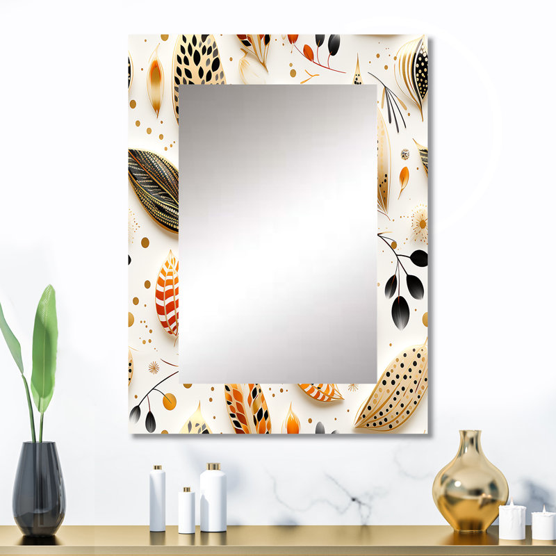 Jokic Boho Chic Botanical Stone - grand miroir mural boho, miroir décoratif boho, impression d'art en métal, 32 po x 24 po