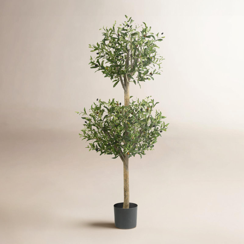 53'' Faux Olive Tree Topiary in Pot