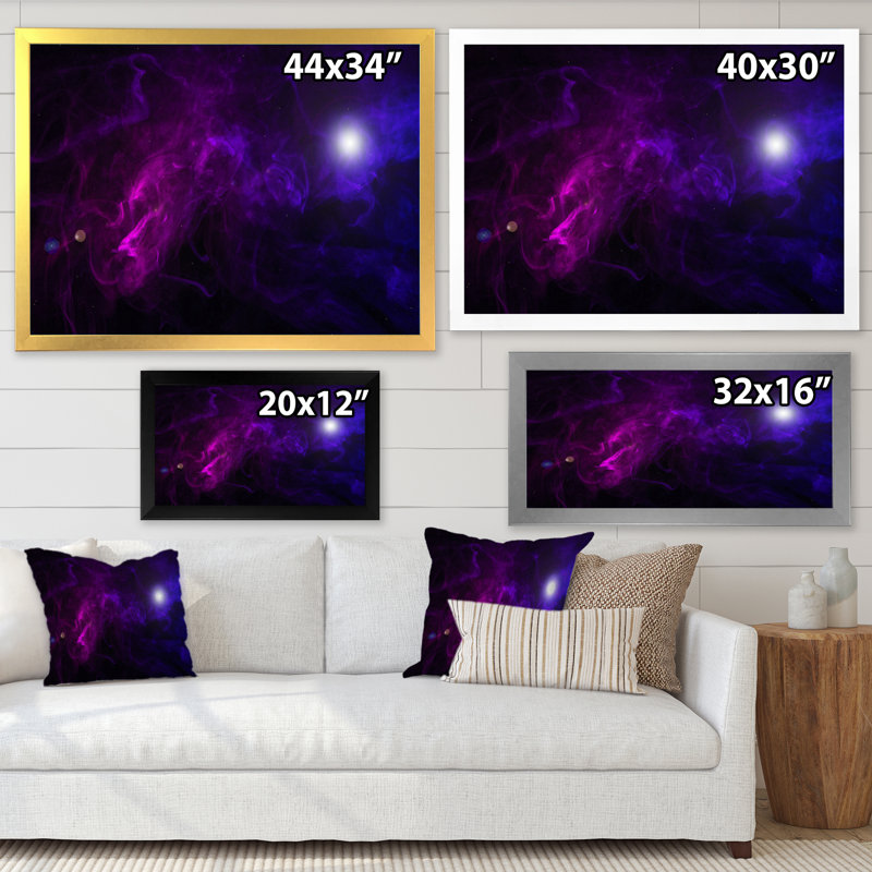 Tempête mystique mauve et noire - décoration murale moderne en toile, Cadre photo noir, H 8 po x l 12 po x P 1 po
