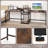 97 Inch Two Person Desk Double Computer Desk With Power Outlets Printer Stand
