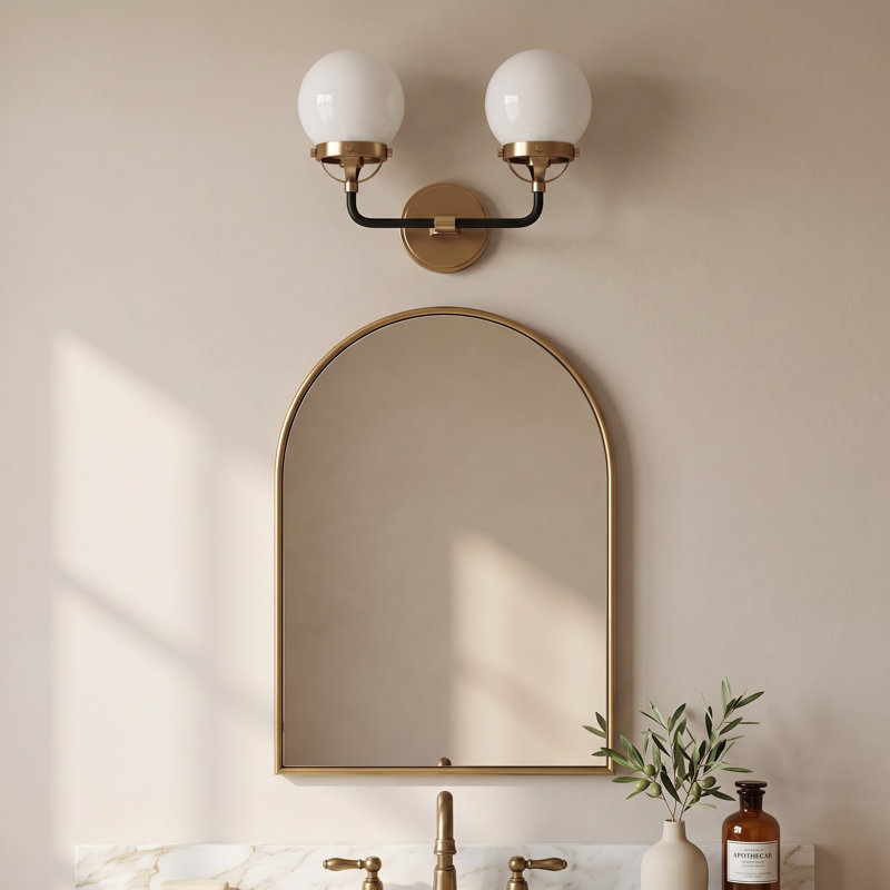 Newport 2-Light Steel Vanity Light, Satin Brass, No 