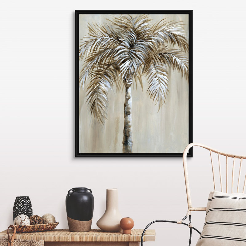 Palmier I, art mural sur toile, H 40 po x l 32 po x P 1,75 po, Toile avec cadre noir
