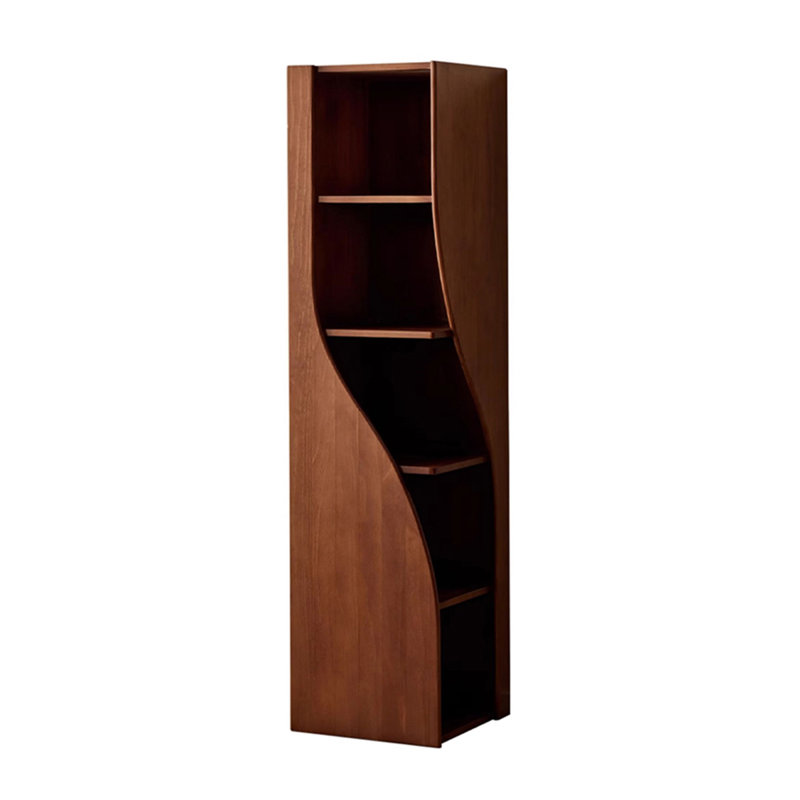 Armoire de coin en bois de pin avec tablette ouverte Wave, Walnut