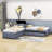 Twin Size 2 Drawers Upholstered L-shaped Platform Beds with Trundle