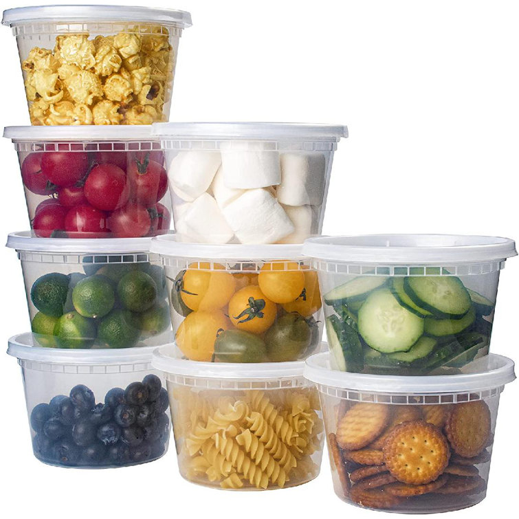 32 oz. (Quart Size) Plastic Freezer Food Storage Deli Soup Container Tubs w/ Lids