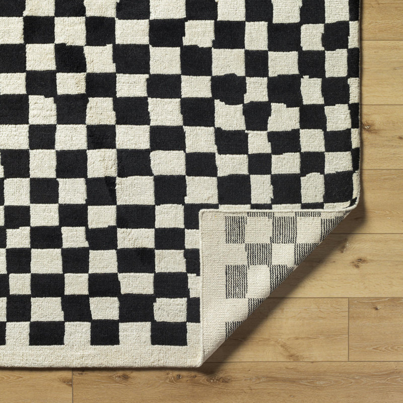 Damier Wool Patchwork Area Rug, Rectangle 10' x 14'