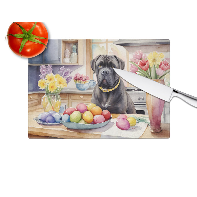 Decorating Easter Cane Corso Glass Cutting Board
