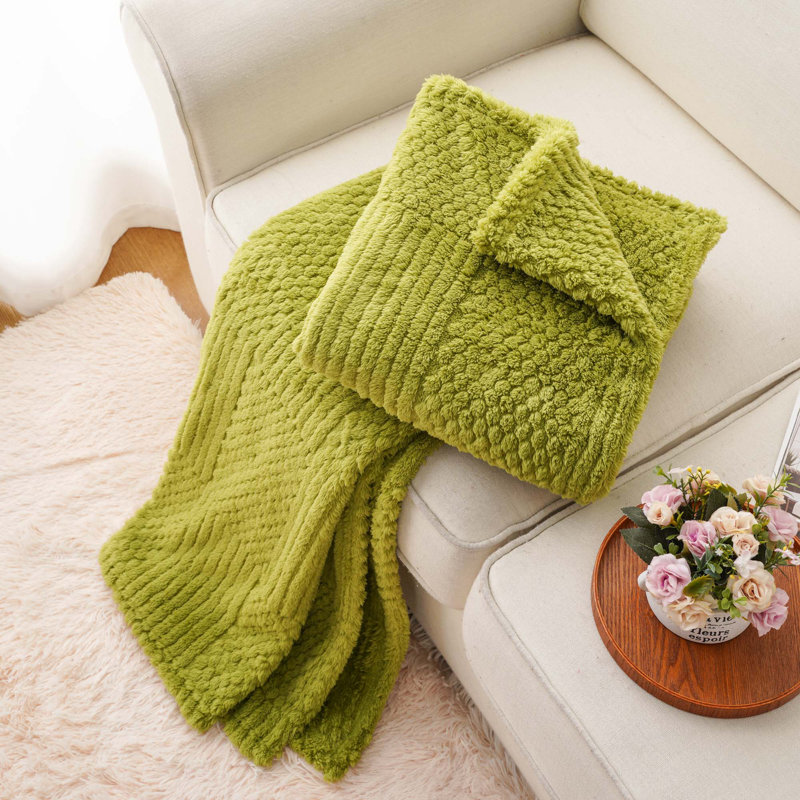 Couverture de canapé à motif ananas - Doux, léger et confortable, L 60 po x l 50 po, Vert
