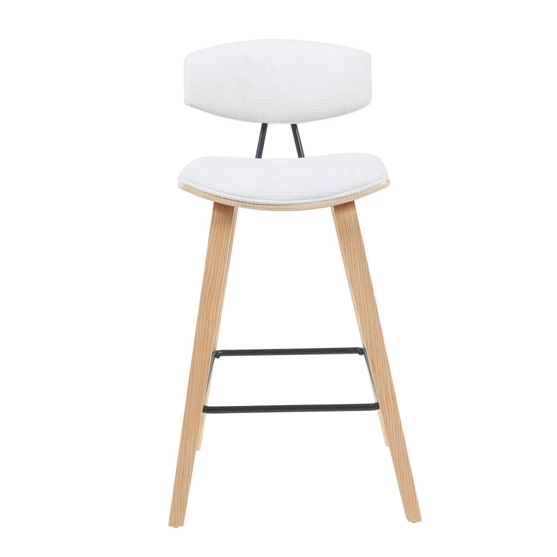 Upholstered Counter Stool, White/Natural