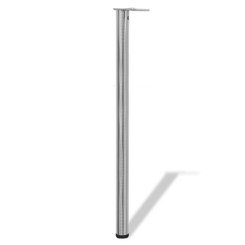 Adjustable Table Legs, 87cm H x 6cm W x 6cm D, Brushed Nickel