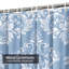 Rideau de douche à motif floral damassé blanc et bleu avec 12 crochets-50297563