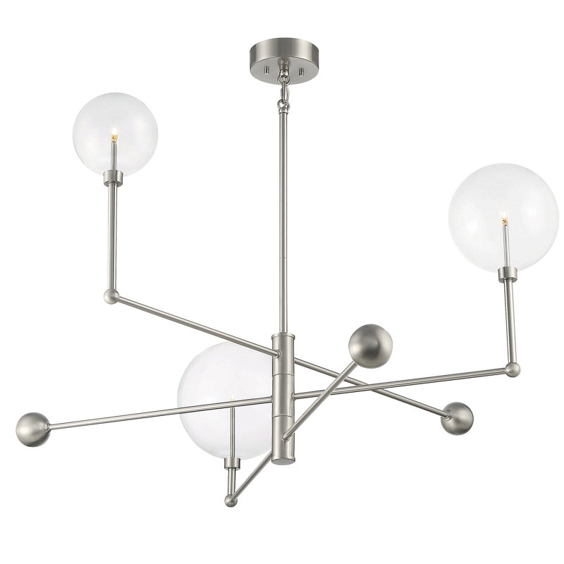 Lustre 3 lumières Debraa en nickel brossé, Nickel brossé