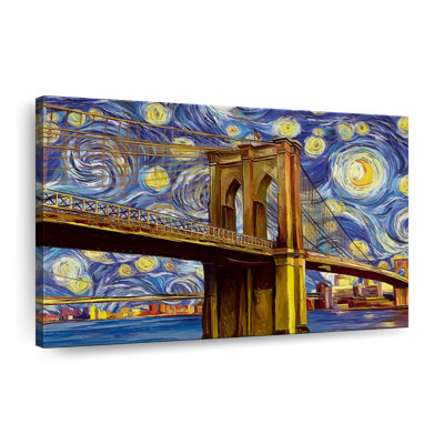 Impression sur toile Brooklyn Bridge Starry Night