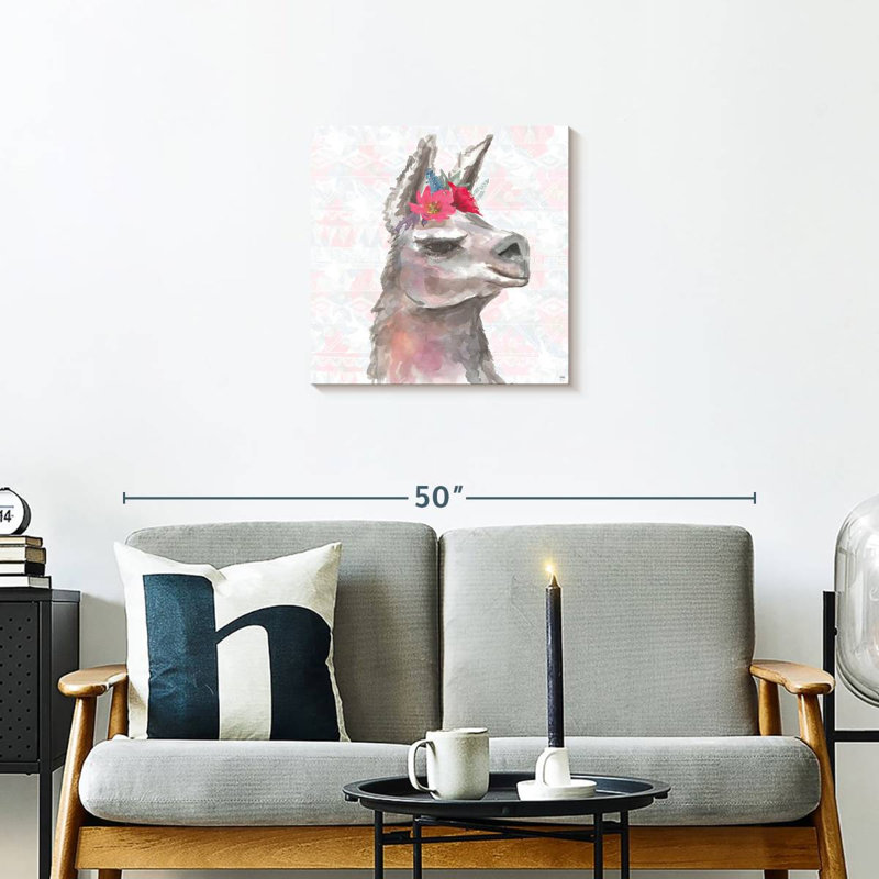 Crowle Boho Poppies And Llama, H 20 po x l 20 po