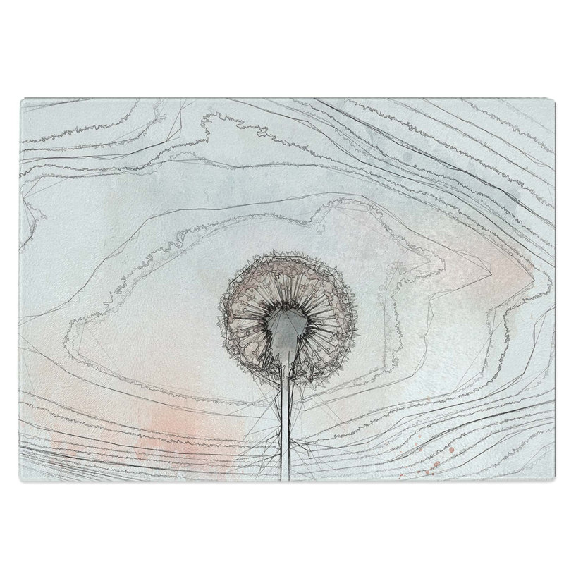 Tempered Glass Dandelion Chopping Board, 39 cm W x 28.5 cm L