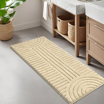 Soft Bathroom Runner Rugs Non Slip Boho Bathroom Mats Microfiber Absorbent Carpet For Bath Room Machine Washable Shaggy Bath Rugs
