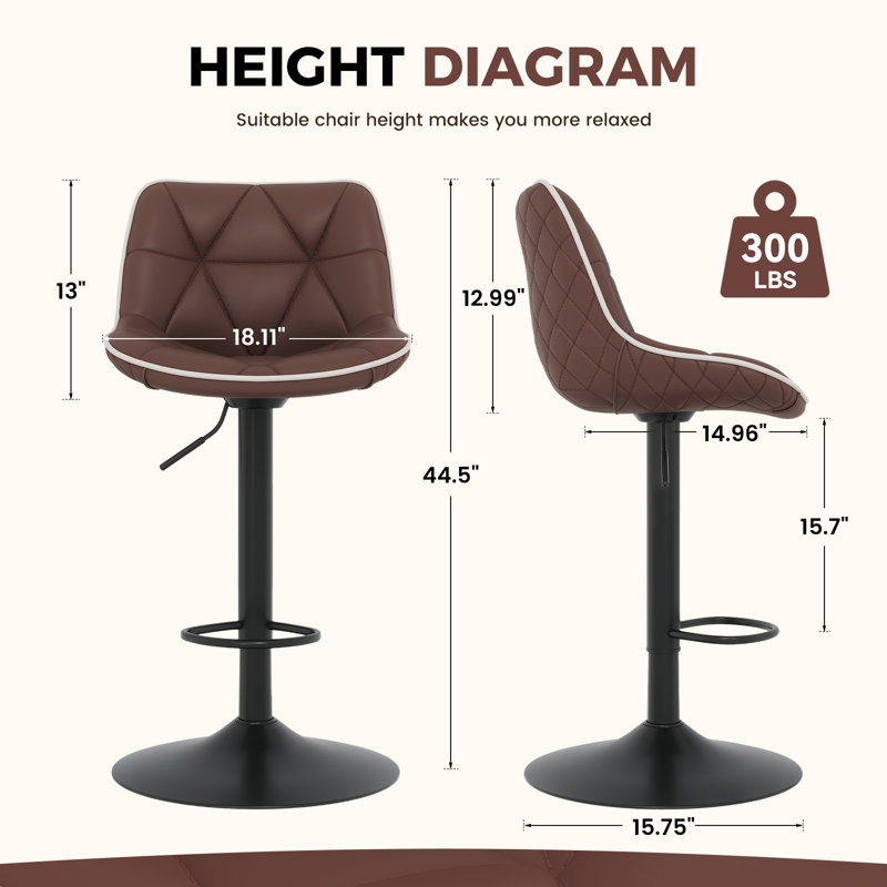 Ensemble de 2 tabourets de bar Modern, Brun