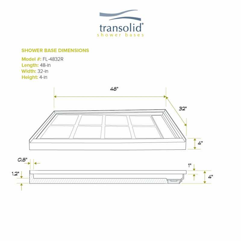 Gray 32'' x 48'' Rectangular Single Threshold Shower Base