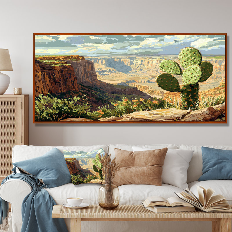 Izavier - Floral Wall Art, H 28 po x l 60 po, Cadre flottant, Brun