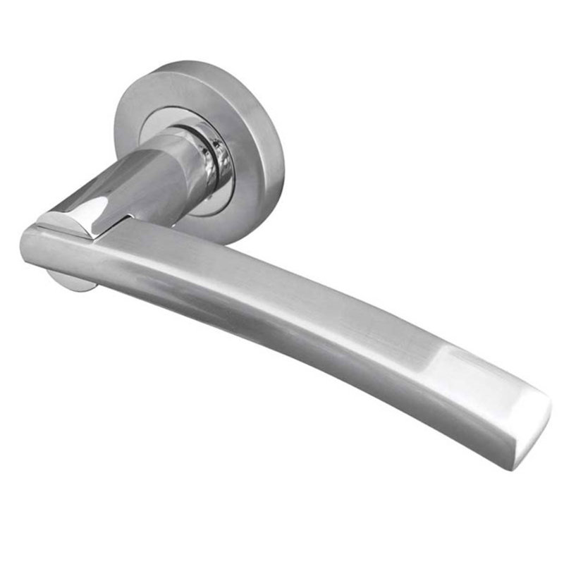 Modena Passage Door Handle, Polished Chrome/Satin Chrome