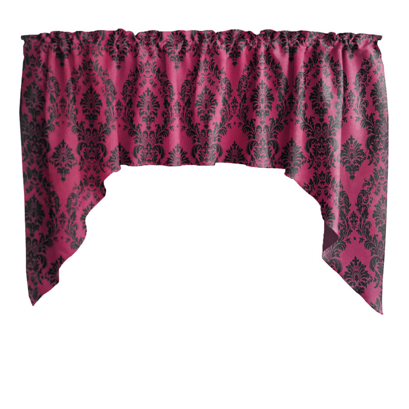 Cantonnière damas, Noir / fuchsia