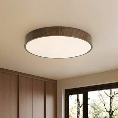 Plafonnier encastré à DEL moderne en simili bois à intensité variable