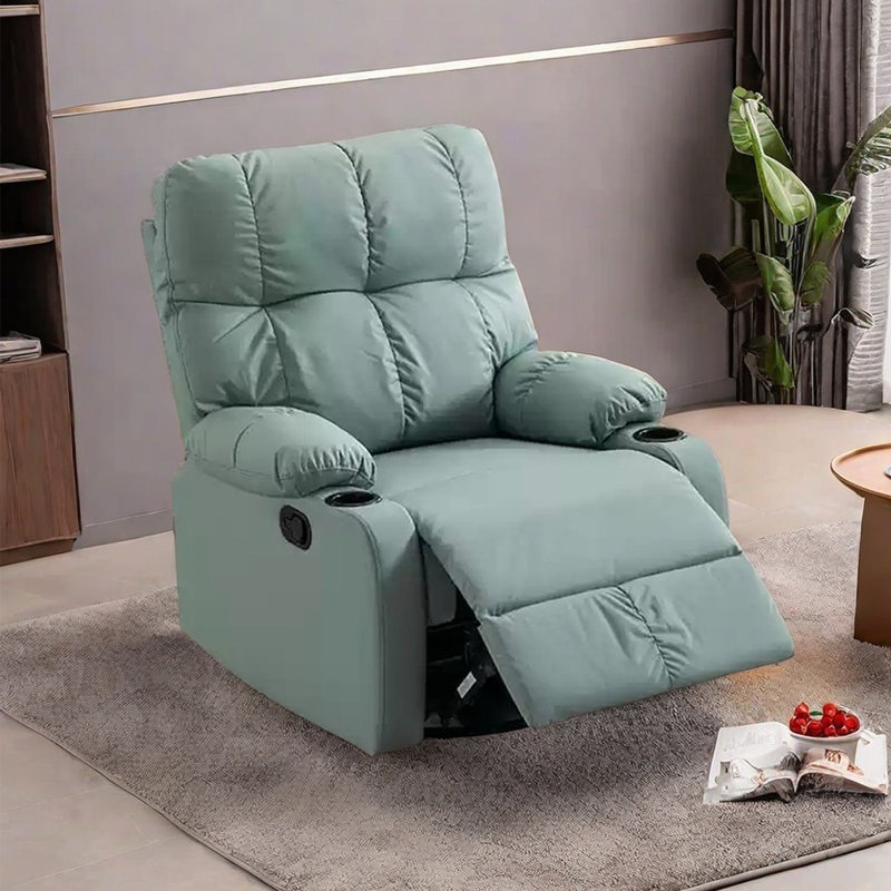 Fauteuil inclinable de luxe avec porte-gobelets et fonction de balançoire Pragna, Cyan