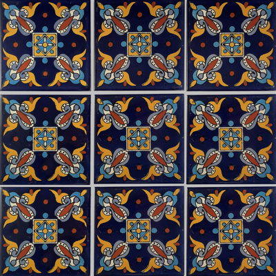 Dosseret 4 pièces 4,2 "x 4,2" TalaMex Blue Oasis Talavera