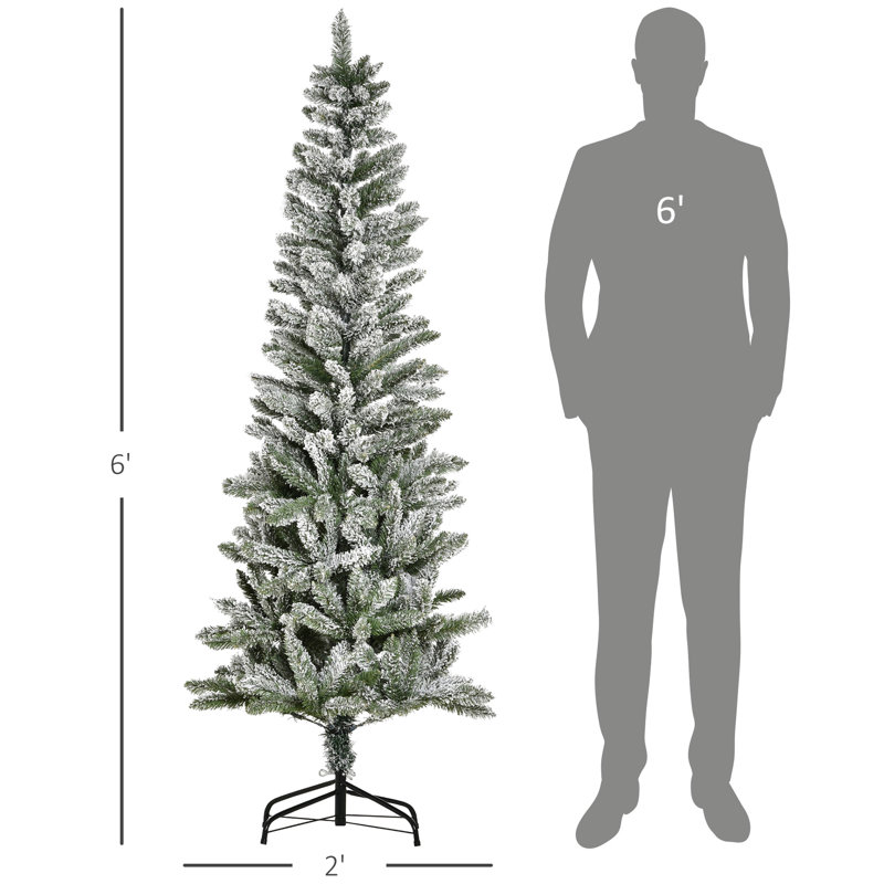 Arbre de Noël de 6 pi avec feuilles de pin minces et branches à 394 pointes