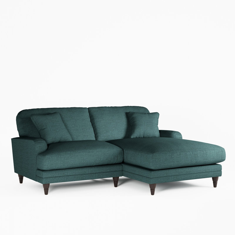 Elfur 3 Seater Sofa & Chaise, Burnished Beech, Right Hand Facing, Teal