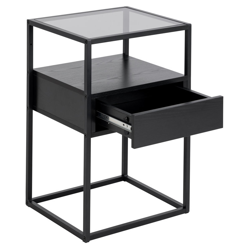 Hohman 40cm W Steel Bedside Table, Black