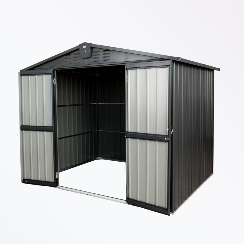 Metal Storage Shed, 74.49" H x 98.74" W x 75.43" D, Black