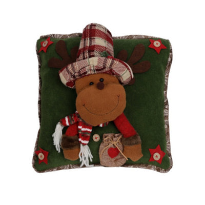 Housse de coussin 3D décorative 3D mignon père Noël élan bonhomme de neige rétro rétro