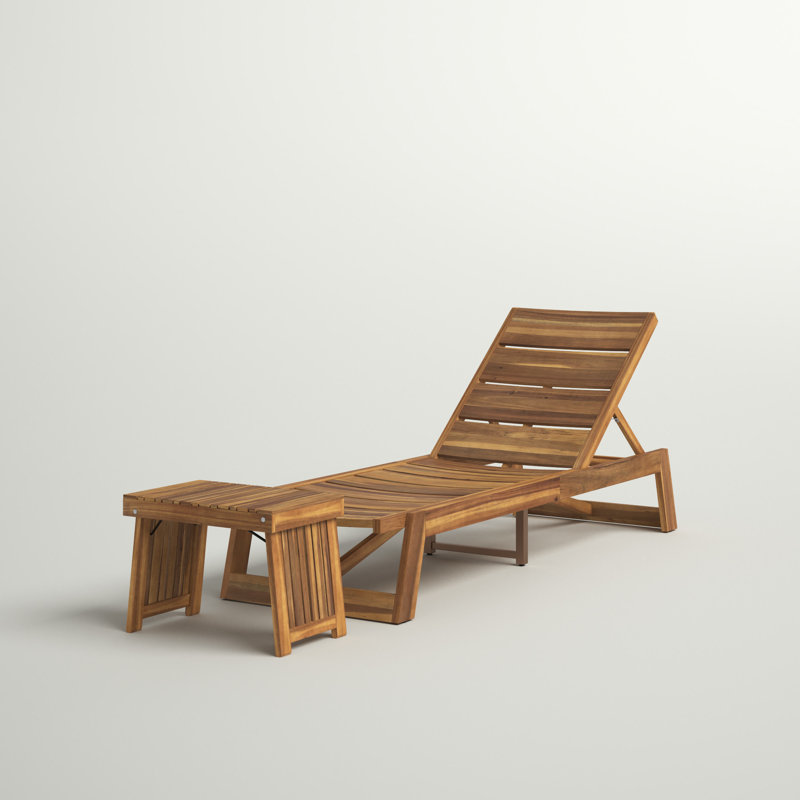 Chaise longue inclinable avec table Hubert